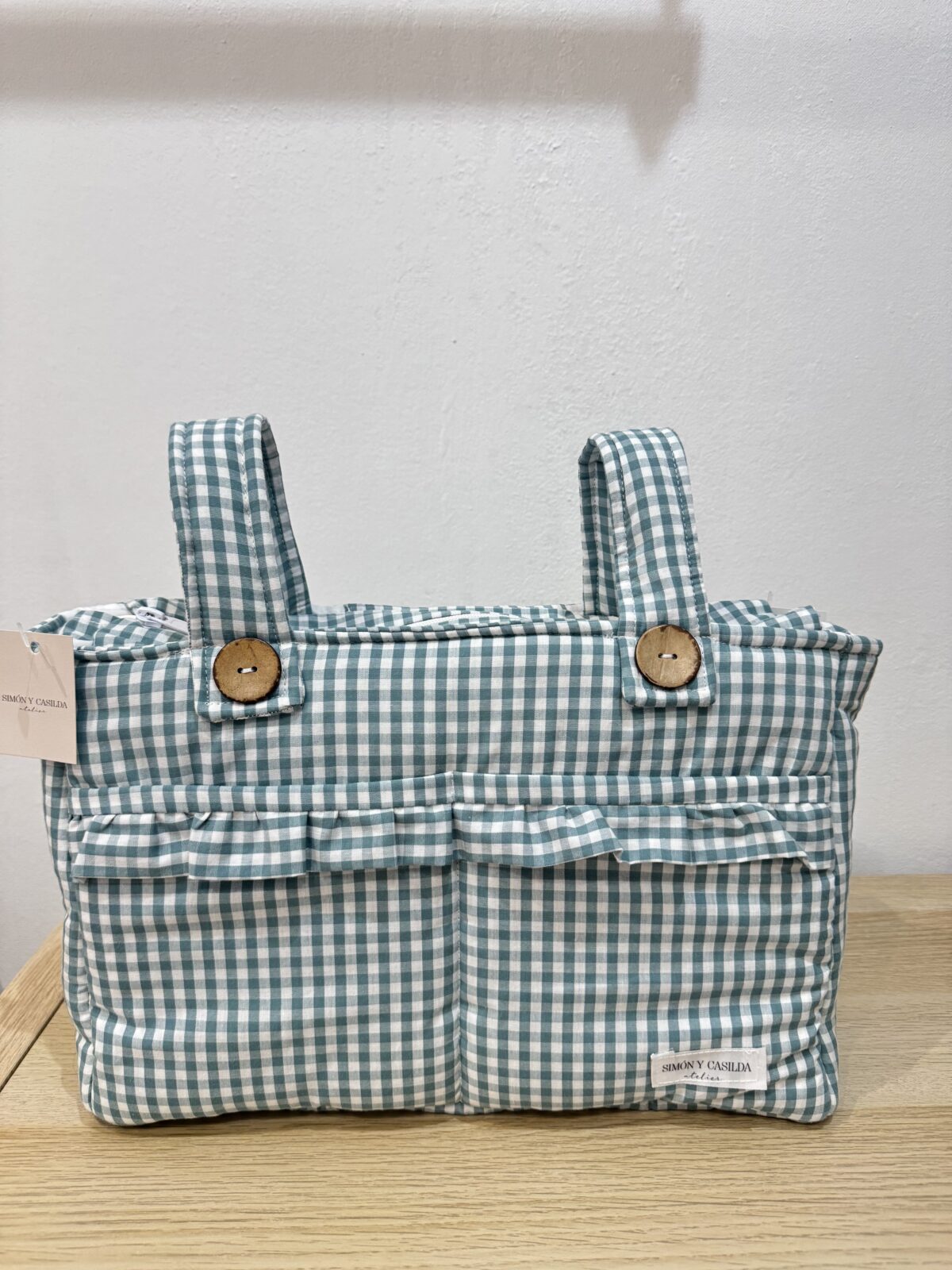 Bolso organizador con volante vichy mint